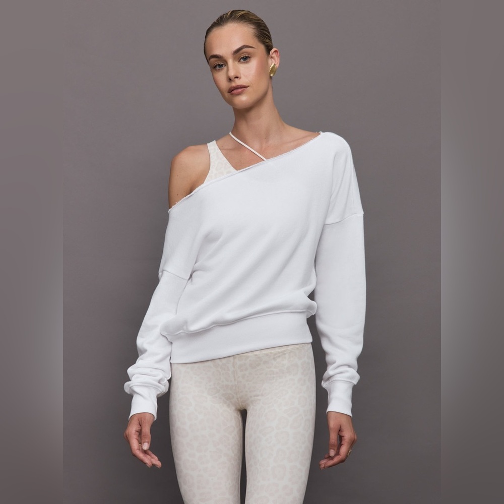 Carbon 38 Off the Shoulder sweatshirt. French terry white size xs